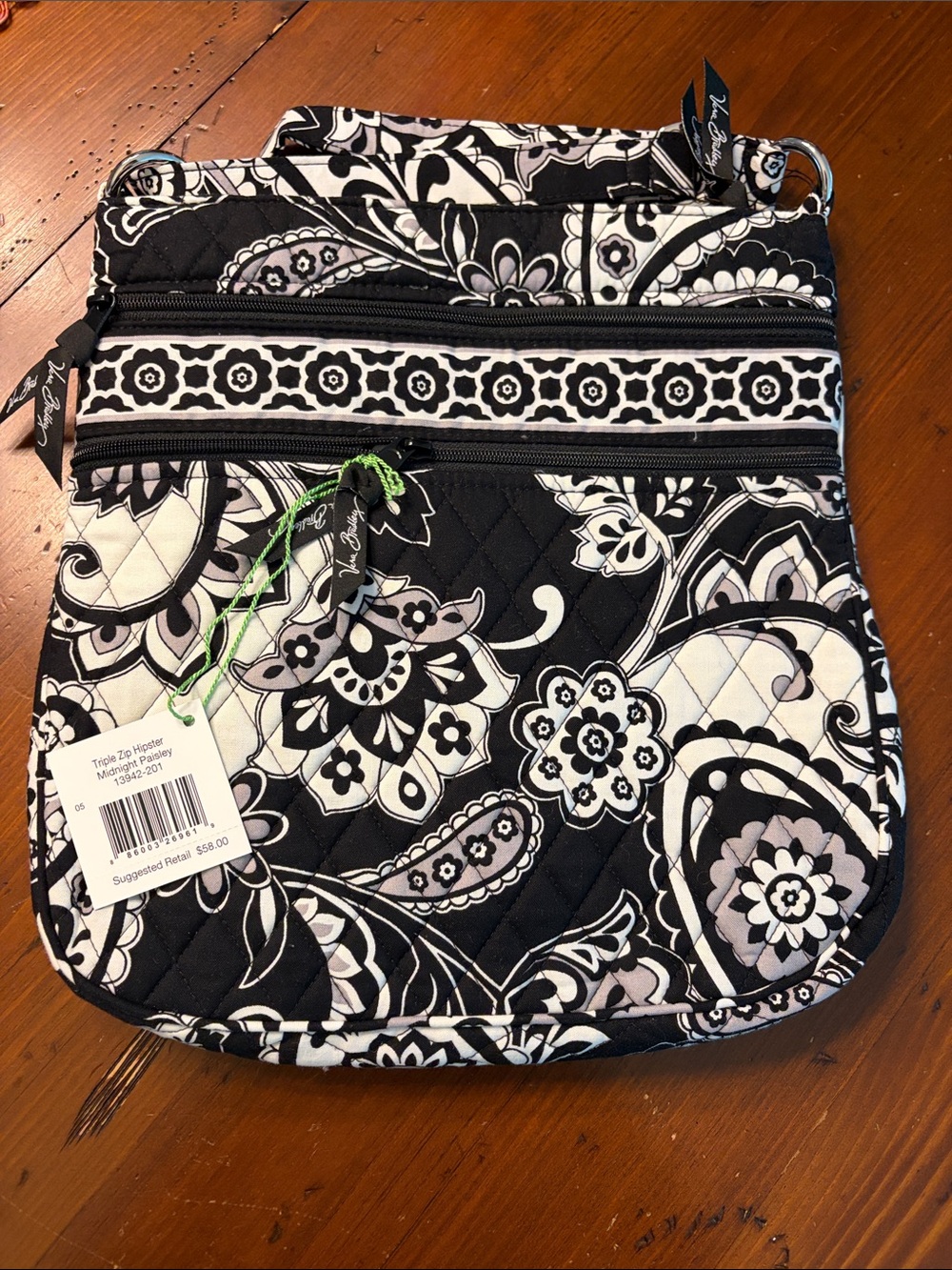 Vera Bradley Black & White Quilted Paisley Crossbody Bag
